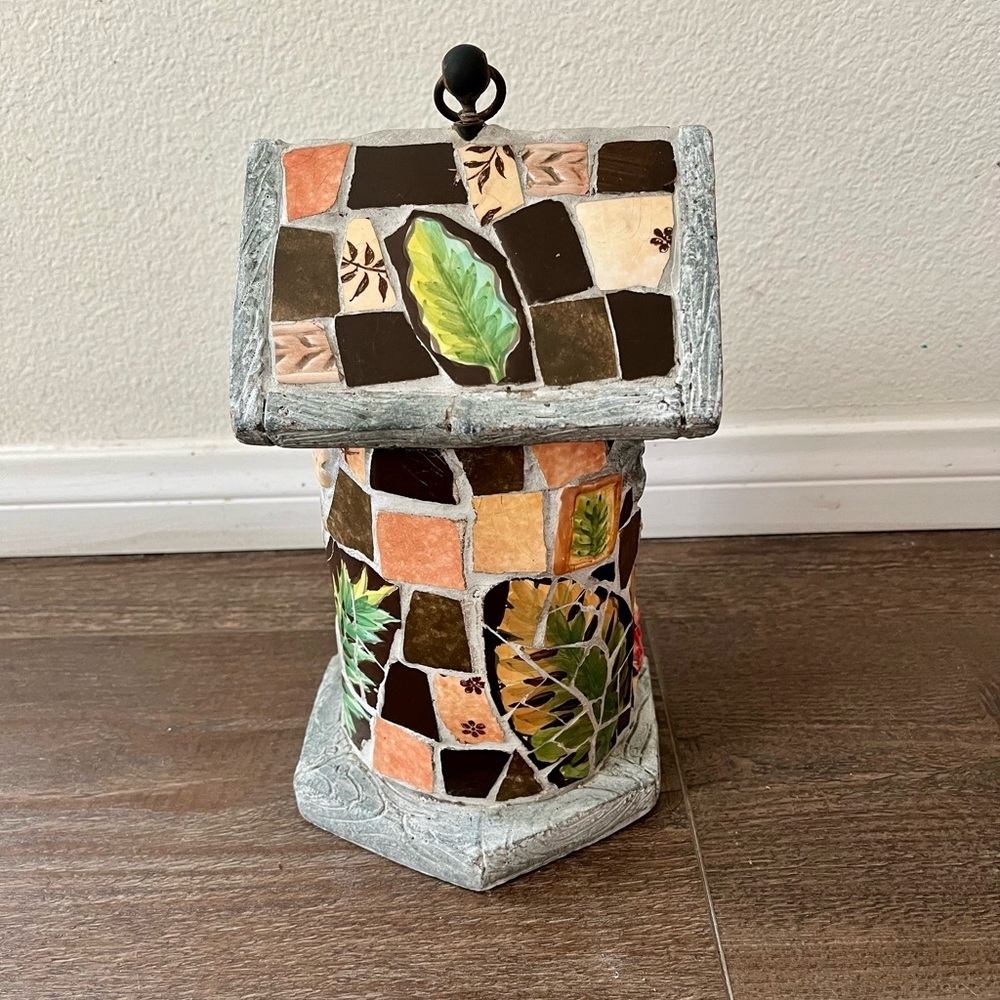 Mosaic Birdhouse with Floral Design - Picture 4 of 11